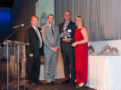 Raw Materials Company is presented with a Double Platinum and a Gold Award at the Recycling Council of Ontario Gala for its sustainable recycling process. 