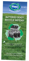 Picture of a brochure that outlines the Ontario curbside battery recycling program.
